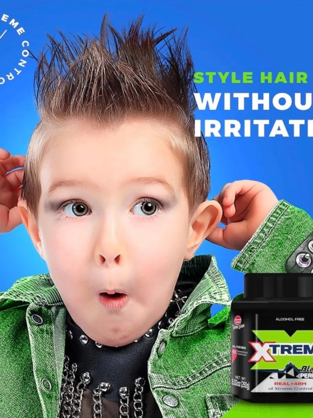 Xtreme Black Performance Hair Gel Real + 48H of Xtreme Control 8.81 Oz